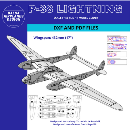 P 38 LIGHTNING  (DXF FOR LASER + PDF INSTRUCTION)