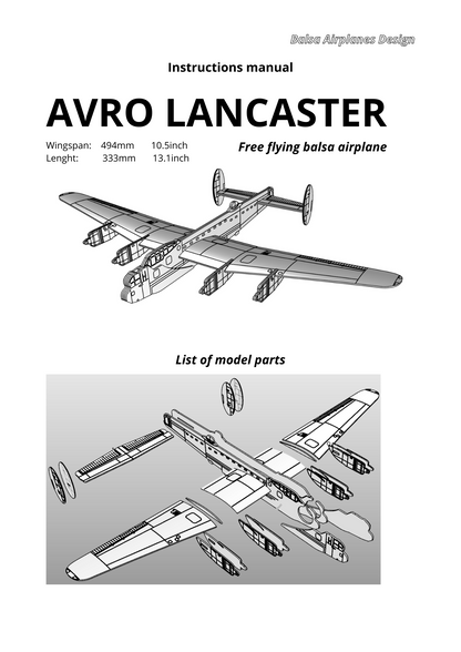 AVRO LANCASTER  (DXF FOR LASER + PDF INSTRUCTION)