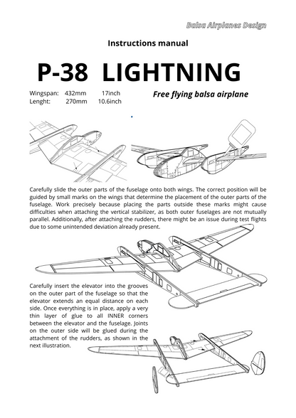 P-38 LIGHTNING   (SHORT KIT + PRINTED INSTRUCTION)