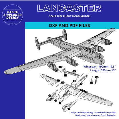 AVRO LANCASTER  (DXF FOR LASER + PDF INSTRUCTION)