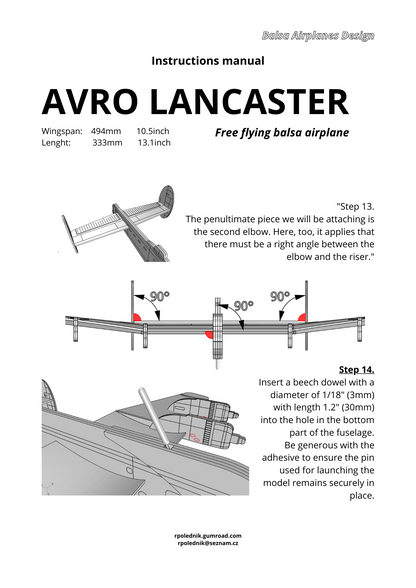 AVRO LANCASTER  (DXF FOR LASER + PDF INSTRUCTION)