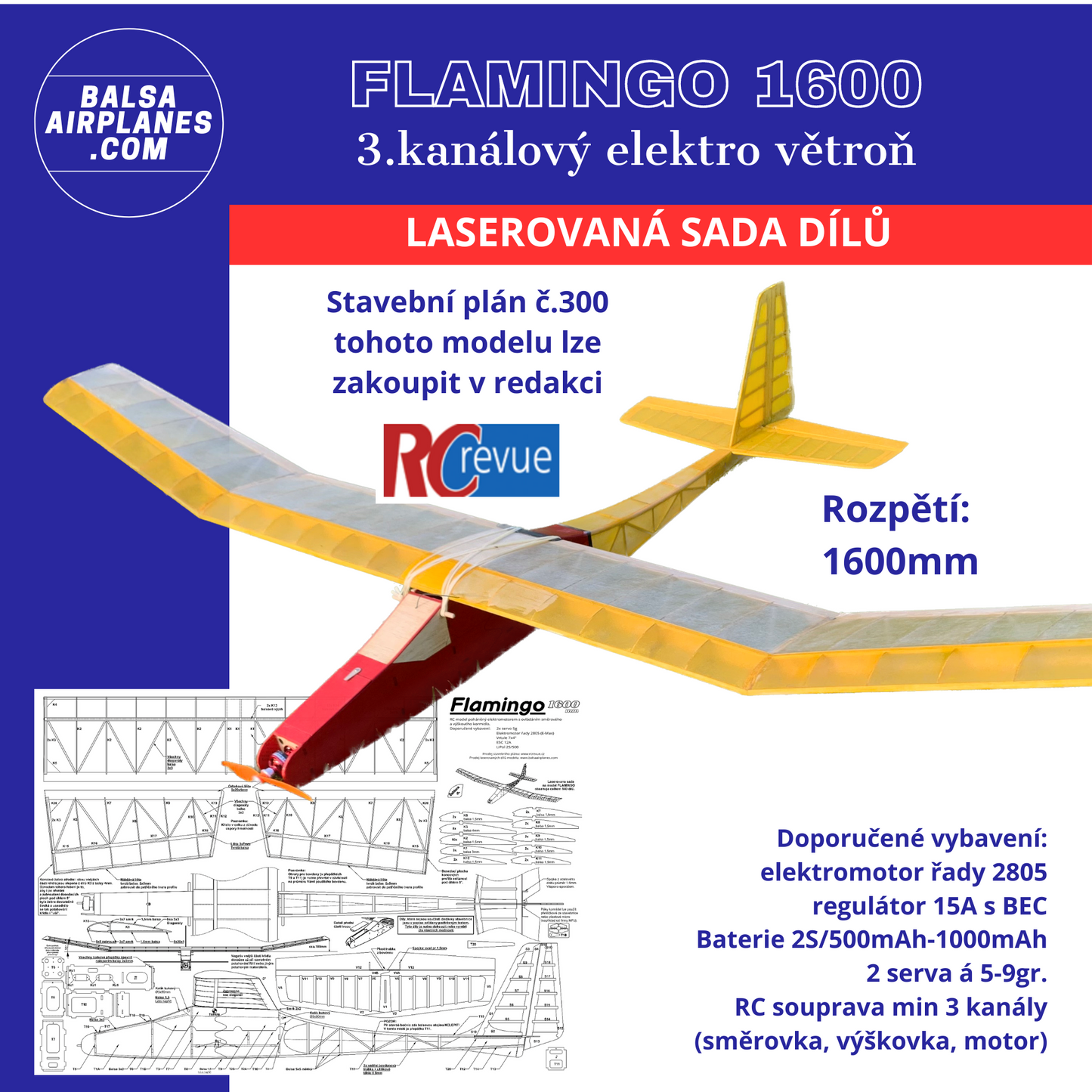 FLAMINGO 1600  (SADA LASEROVANÝCH DÍLŮ, PLÁN PRODÁVÁ RC REVUE)